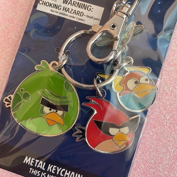 Angry Birds Jewelry - Angry Birds in Space Keychain Key Ring NEW Green Red Blue Metal Birds Charms